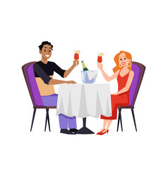 Romantic Couple Dating And Dining Together Flat