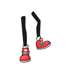 Black Legs In Sportive Skaters Isolated Comic Foot