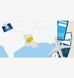 Travel To Louisiana Concept Map With Pin On Map