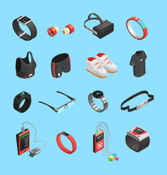 Wearable Technology Isometric Icons Set