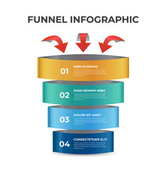 4 Points Funnel Diagram With Arrows Stages