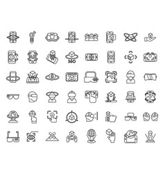 Augmented Reality Icons Set Outline Virtual