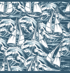 Sailing Yachts Monochrome Pattern Seamless