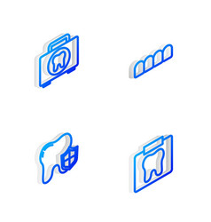 Set Isometric Line Dentures Model First Aid Kit