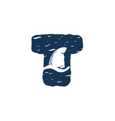 T Letter Logo With Sharks Fin