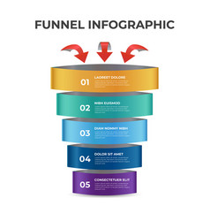 5 Points Funnel Diagram With Arrows Stages