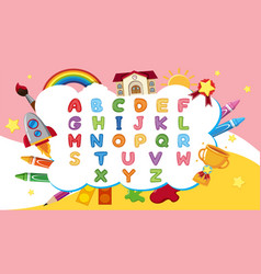 Abc Learning Sheet With Children Toys