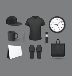 Realistic Black Corporate Merchandise Set