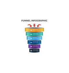 6 Points Funnel Diagram With Arrows Stages