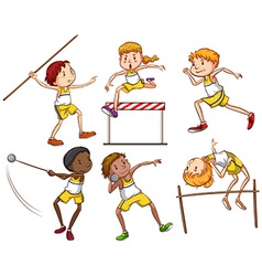 A group of people engaging in different sports Vector Image