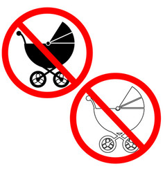 No Pram Sign On White Background Baby Carriage