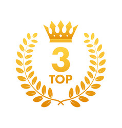 Top 3 Label Golden Laurel Wreath Icon