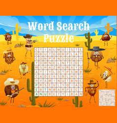 Word Search Puzzle Game With Wild West Nut Cowboys