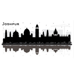 Jodhpur India City Skyline Silhouette With Black