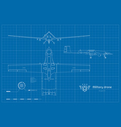 Outline Military Drone Top Side Front View