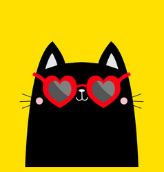 Cat Wearing Red Heart Shape Sunglasses Eyeglasses