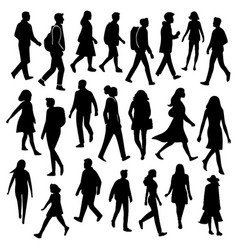 Flat Design Person Walking Silhouettes