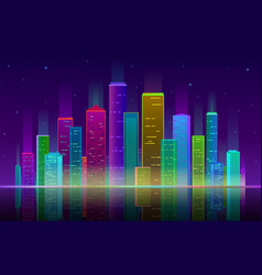 Night City Futuristic Cityscape With Bright