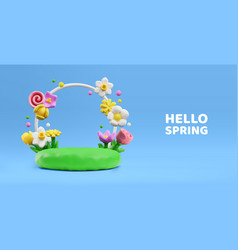 Realistic Plasticine Flowers Arch On The Lawn 3d