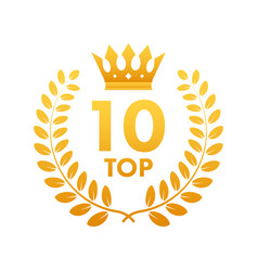 Top 10 Label Golden Laurel Wreath Icon