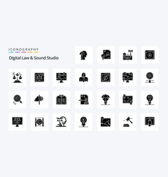 25 Digital Law And Sound Studio Solid Glyph Icon