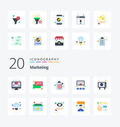 20 Marketing Flat Color Icon Pack Like Ad