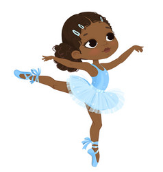 Cute African American Ballerina Girlin Blue