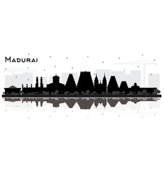 Madurai India City Skyline Silhouette With Black