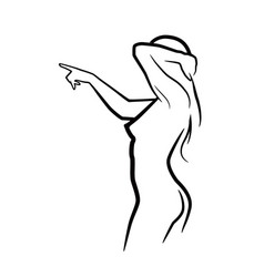 Nude Sexy Girl Black Line Art Silhouette Woman