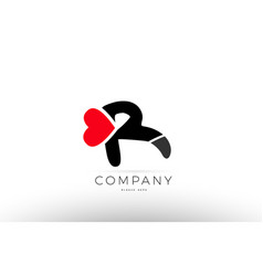 r alphabet letter logo icon with love heart vector image