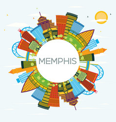 Memphis Tennessee City Skyline With Color