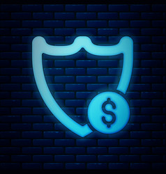 Glowing Neon Shield With Dollar Symbol Icon