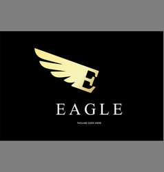 Golden Elegant Luxury Letter E For Eagle Wings