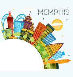 Memphis Tennessee City Skyline With Color