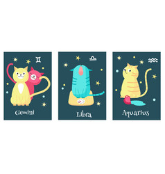 Set Of Cat Astrology Zodiac Sign Cards