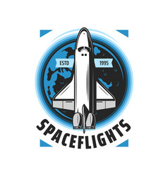 Spaceflight Icon Space Shuttle And Earth Planet