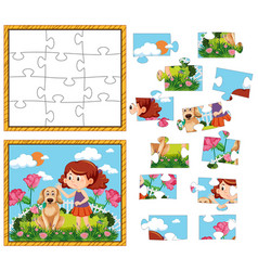 Girl With Dog Photo Puzzle Game Template