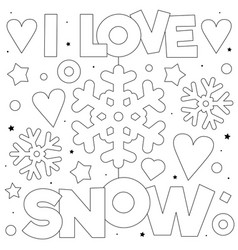 I Love Snow Coloring Page Black And White