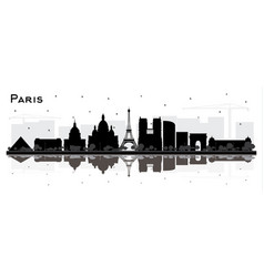 Paris France City Skyline Silhouette With Black