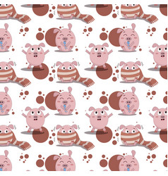 Pattern Small Pink Pig Sits Wrapped In A Warm