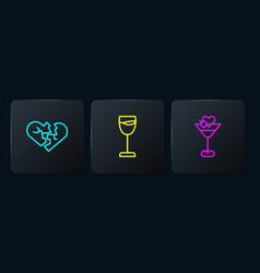 Set Line Broken Heart Or Divorce Martini Glass