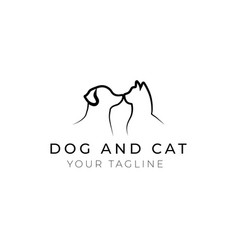 Simple Pet Dog Cat With Line Art Style Design