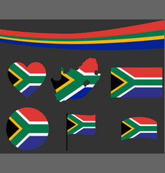 South Africa Flag Map Ribbon And Heart Icon