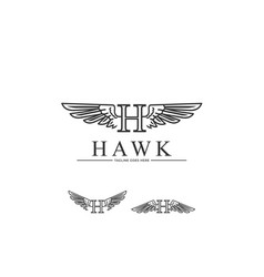 Vintage Initial Letter H For Hawk Wings Logo