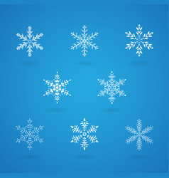 White Abstract Icons Of Snowflake Crystals