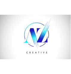 Az Brush Stroke Letter Logo Design Blue Paint