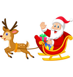 Cartoon santa drives his sleigh Royalty Free Vector Image