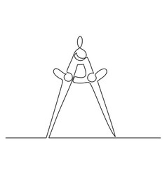 Continuous One Line Art Drawing Compass