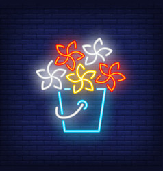 Bucket With Flowers Neon Sign