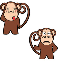 Cute Standing Monkey Cartoon Expressions Pack